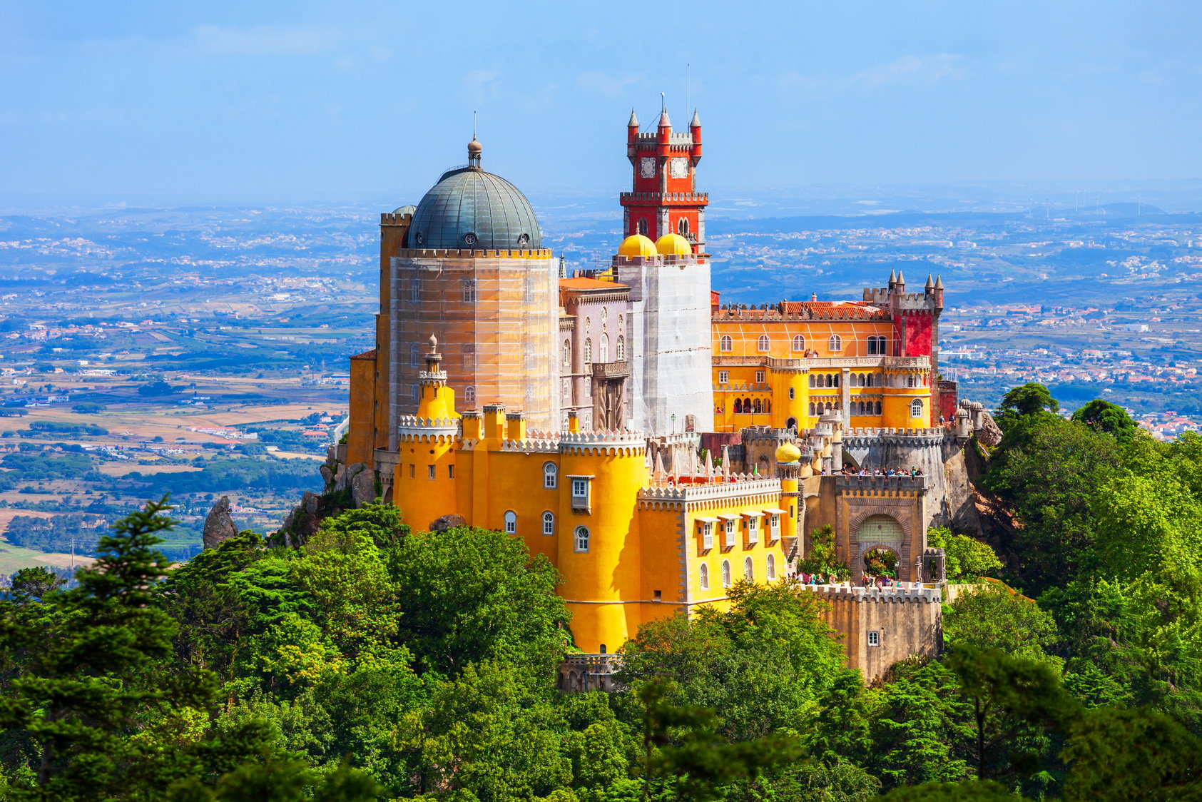 Palacio da Pena, a large yellow castle sitting on top of a hill. Sintra, Portugal.

Portugal Trip; Travel Planner; 3Day Trip Plan; Photography